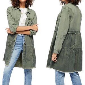 FREE PEOPLE Forever Free Tiered Utility Military Jacket Sz XS